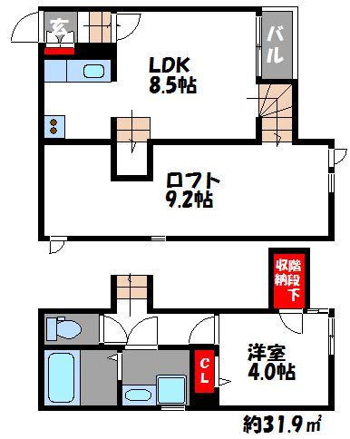 CB和白フラン 間取り（反転タイプ）