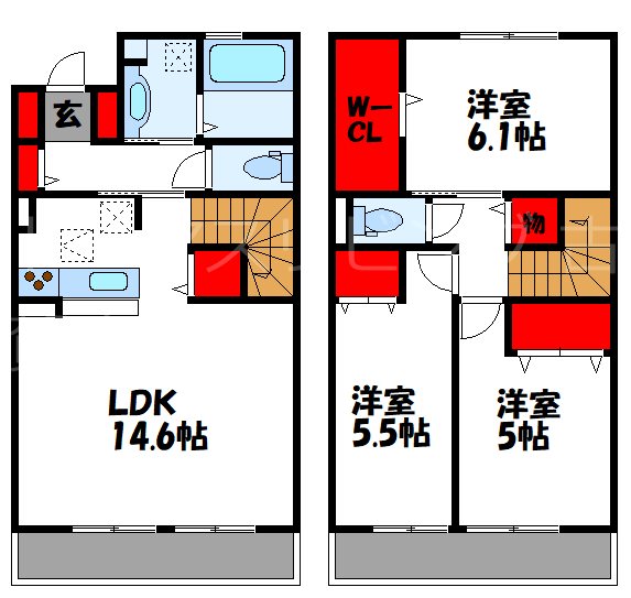 D-roomフォンテーヌ　B棟 間取り