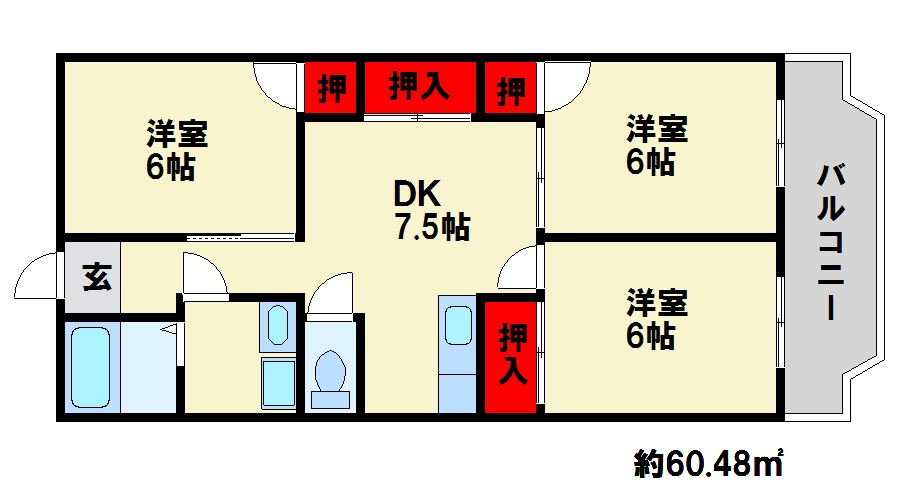 FULL HOUSE KOKURA （フルハウスコクラ） 間取図
