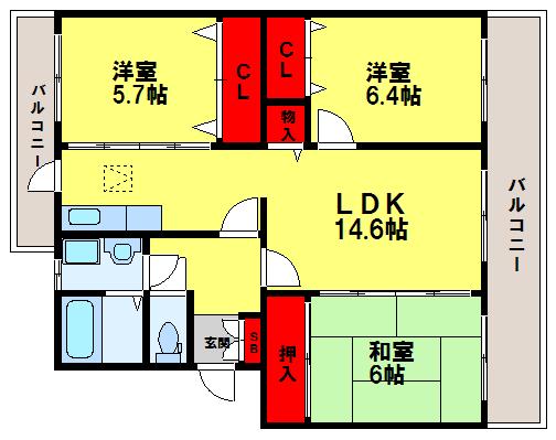 エクセレント大和 間取り　※現状優先