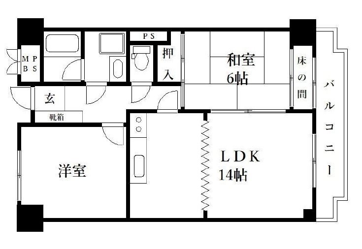 シャンボール大名B棟  間取り