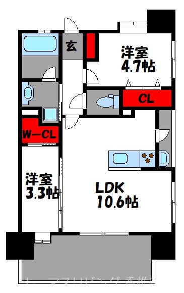 アクタス福岡県庁前グランネクスト 間取り