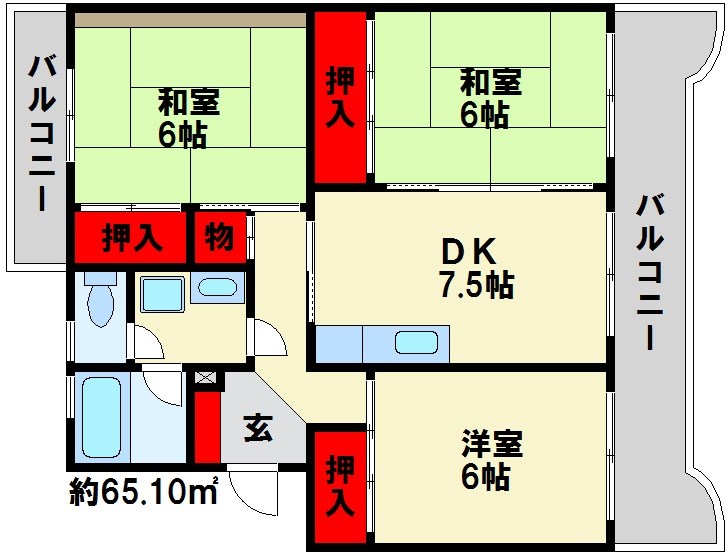 ロイヤルハイツ泉 間取図　※現状優先　リビング隣洋室タイプ