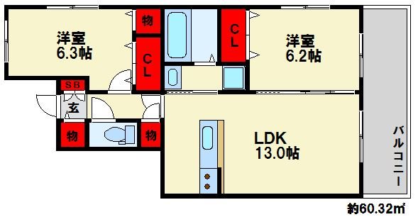 ピュア中通りⅠ 間取り　※現状優先
