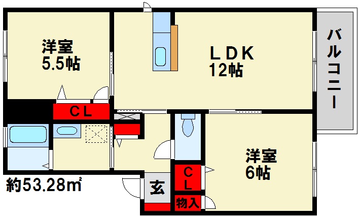 A-Tパークハイム 間取図　※反転タイプ　現状優先