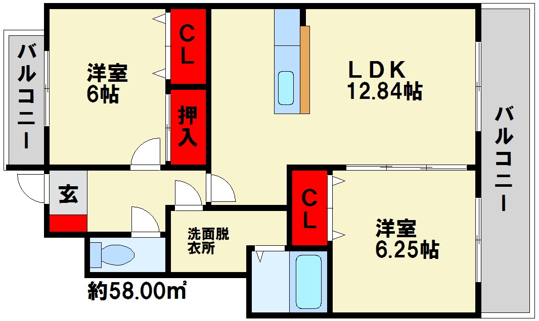 シルフィコート平野 間取図　※反転タイプ　現状優先