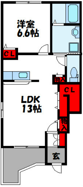 フレールⅢ号館 間取図（角部屋）