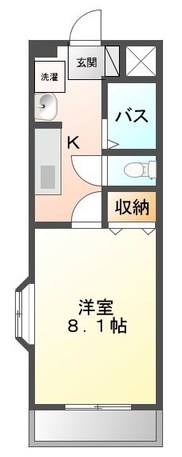 ハッピーハイツ杉塚 広い8帖の単身物件