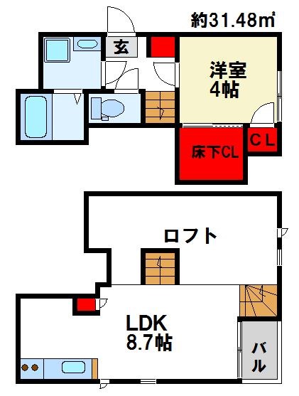 CB二日市アンテレ 間取り図　太宰府市・筑紫野市の賃貸物件はトーマスリビングまで