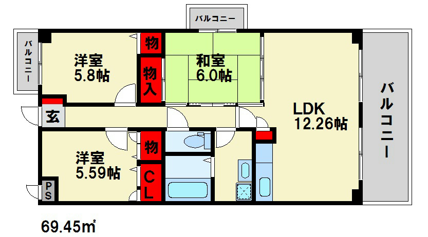 サニーサイド 間取図　※現状優先