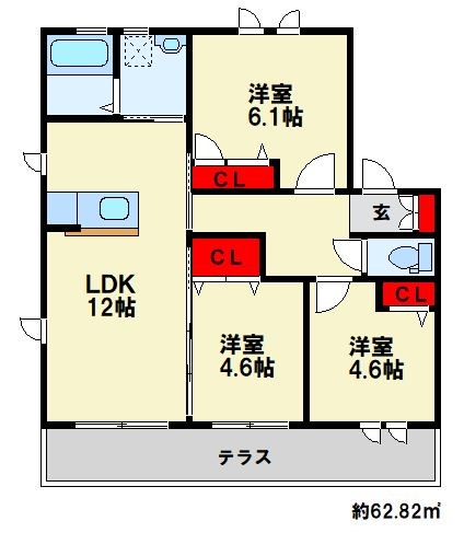 シャーメゾン和E 間取図　※現状優先