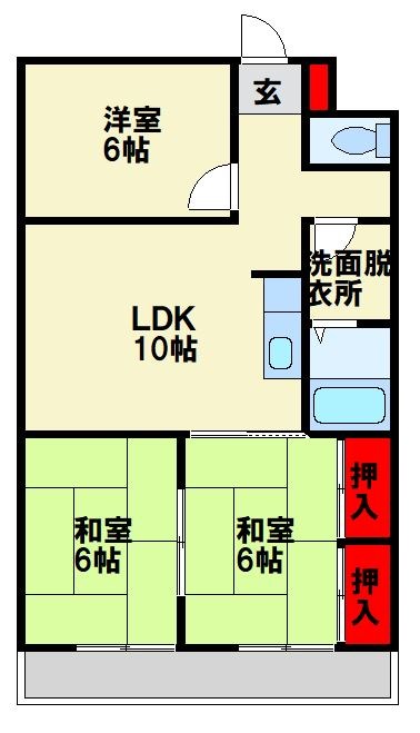 グリーンヒル観世Ⅰ 間取りは反転タイプです。