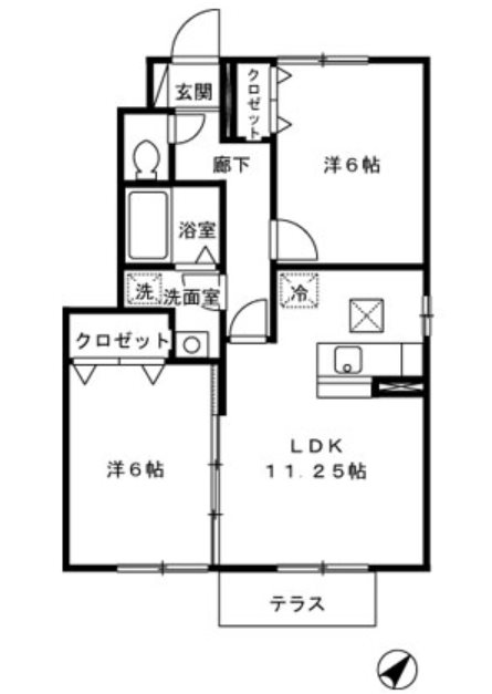フォンティーヌ清水A棟 間取り