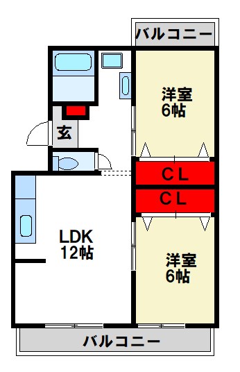 大西コーポラス 間取り　太宰府・筑紫野市の賃貸物件はトーマスリビングまで