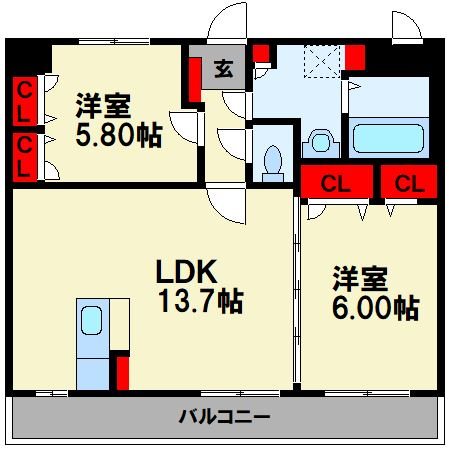 カーサ宮ノ前Ⅱ 間取り