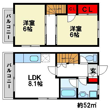 タウンハウス高雄 間取り図　現状優先