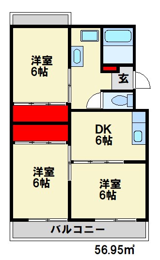 大西コーポラス 間取り　太宰府・筑紫野市の賃貸物件はトーマスリビングまで