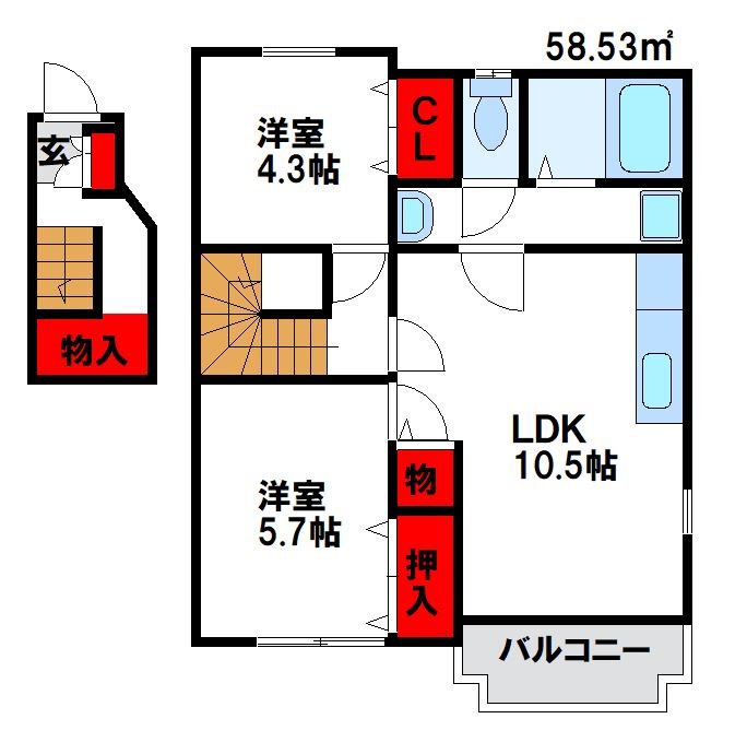 サンライズ　B 間取り(現状優先)