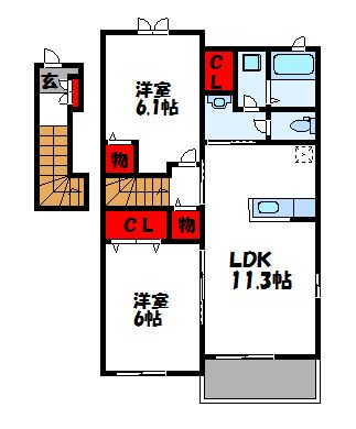 カモミールＤ 間取図(反転です。)