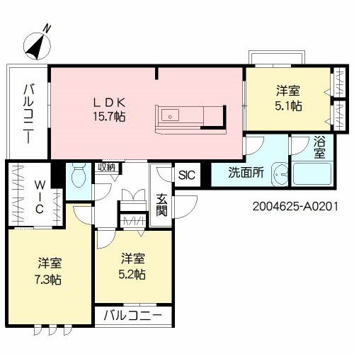シャーメゾン地行西Ⅲ 間取り
