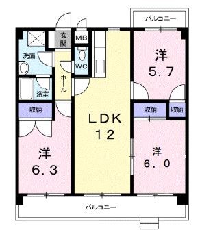 ヴィルヴェール筑紫 間取り図