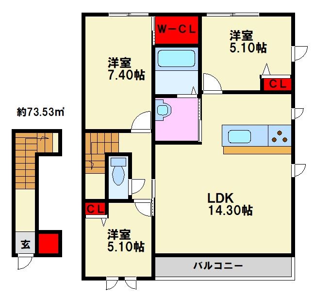 グランデュオ紙小 間取図　初期費用分割可能