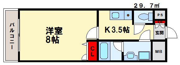 ビエラコート大橋 間取り　反転タイプ