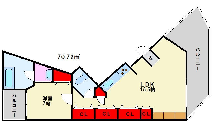 メモリープラザ大橋 間取図　リノベーション物件