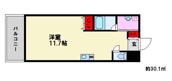 プラージュ大橋 間取図　反転タイプ