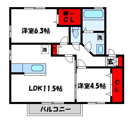 サンフローラ 家具の配置がしやすく、使い勝手の良い間取りです。