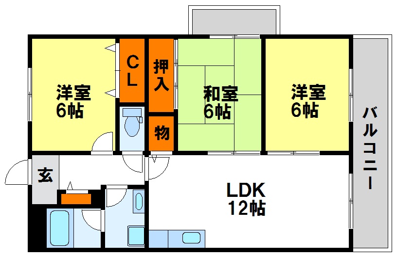 サンハイツ公園通り 反転間取り