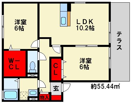アメニティ壱番館 間取図　※反転タイプ　現状優先