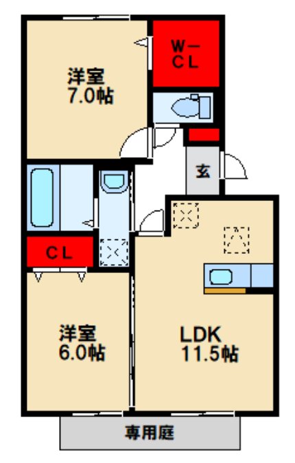 グランドミール古賀 ※反転間取り