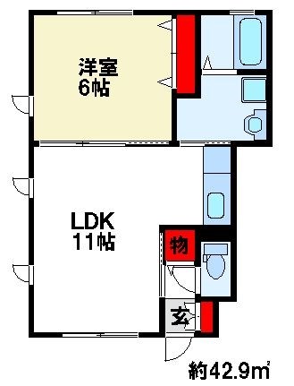 プロヴァンス弐番館 間取り　福岡の賃貸物件はトーマスリビングまで