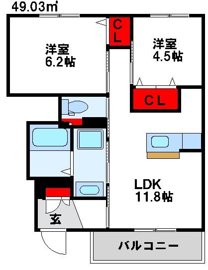 メルヴェーユ赤間  間取り