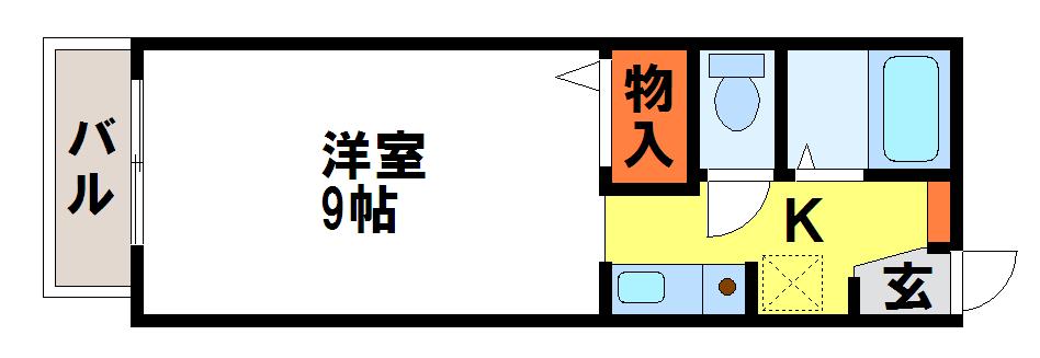 オークヒルズ二日市 広い9帖のワンルーム