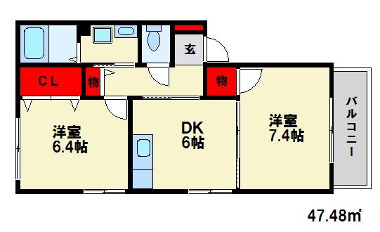 パストラルコーポ 間取図　※反転タイプ　現状優先