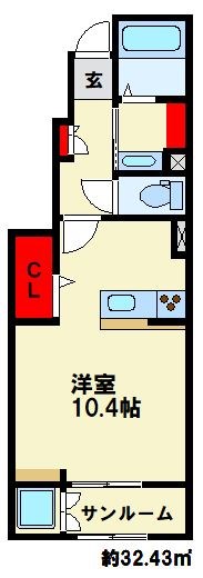 カーサマローネⅠ 間取り　※反転タイプ　現状優先