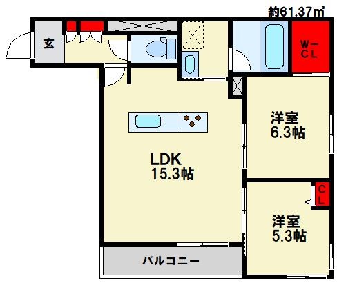 シャーメゾン大野城 間取り　※現状優先