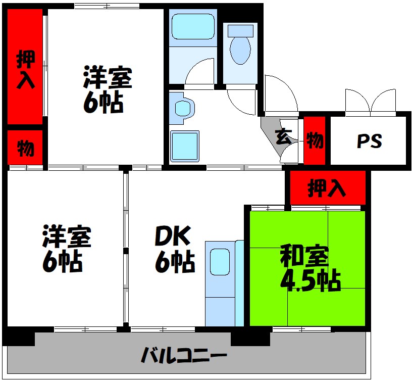ビレッジハウス水巻   間取り