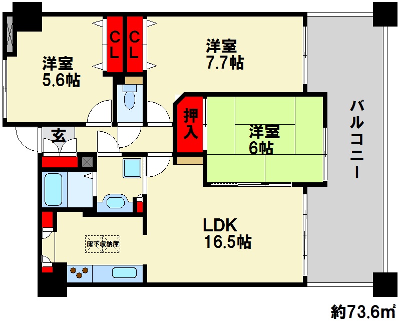 コアマンション白木原ネクステージ 間取図　※現状優先