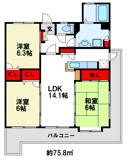 ヒールキャッスル二日市 間取り図