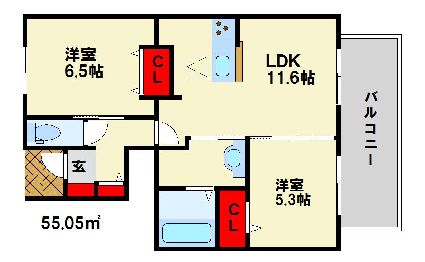 リュエルクールⅡ 間取り　※現状優先