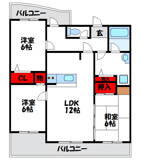 パシオン 間取り（反転タイプ）