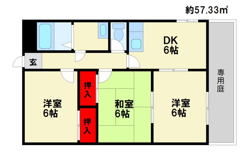 アドバンストラスト26B  間取り　※反転タイプ　現状優先