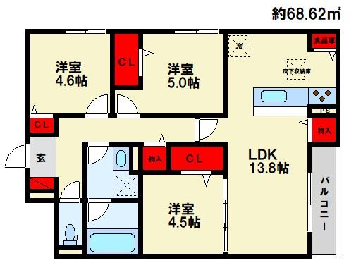 トリシア東大利 間取り　※現状優先