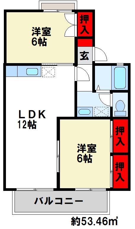 ヴルヴァール観世 間取り図　和室→洋室にへ変更