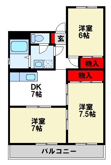 車屋第5ビル 間取り　太宰府市・筑紫野市の賃貸物件はトーマスリビングまで