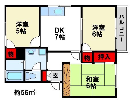 ジャルダンソレール北　C棟 間取り※反転タイプ1Ｆは専用庭