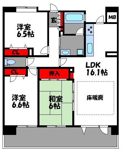 アンピール千早駅前通り 間取り